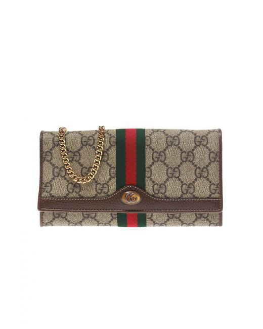 Gucci &#39;ophidia&#39; Wallet On Chain in Brown - Lyst