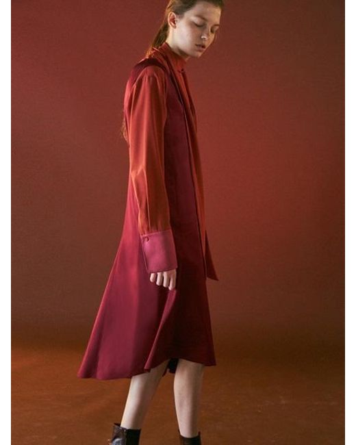 lyst bouton uneven layerd dress burgundy in red save 24