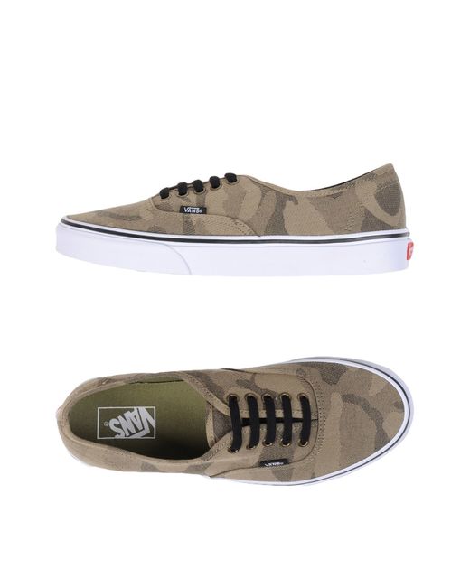 $102 - Jacquard, gabardine, logo, camouflage design, laces, round toeline, fabric inner, rubber sole, flat, lifestyle. Textile fibres. Color: Military green.