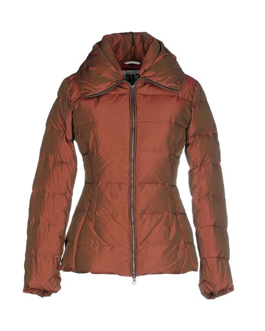 313 tre uno tre Down Jacket in Brown Lyst