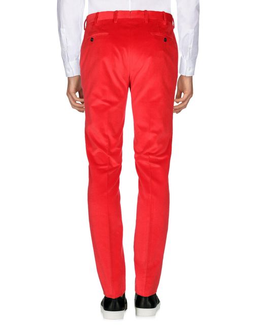 PT01 Velvet Casual Pants in Red for Men - Lyst