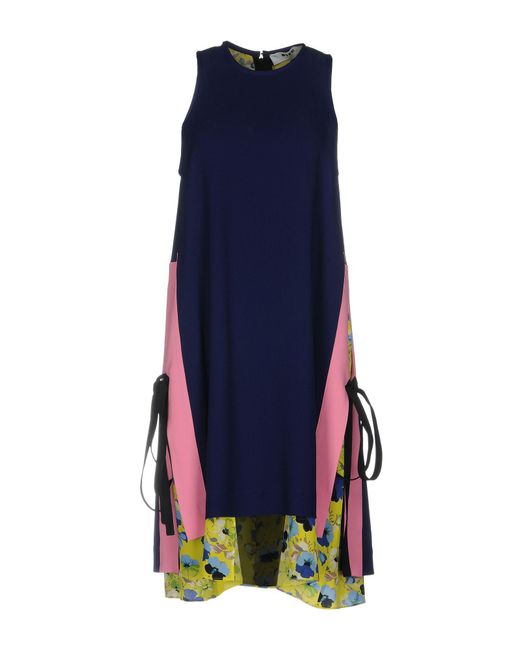 lyst msgm knee length dresses in purple lyst msgm knee length dresses in purple