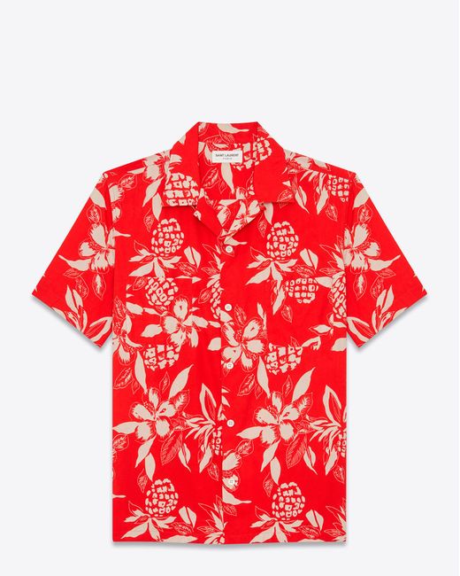 saint laurent hibiscus shirt