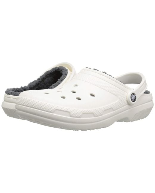 mens white fur lined crocs