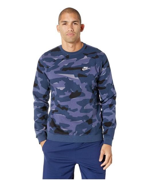 Lyst - Nike Nsw Club Camo Hoodie Pullover Bb (midnight ...