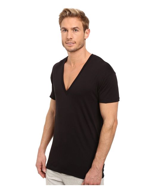 2xist Cotton 2(x)ist Pima Slim Fit Deep V-neck T-shirt in Black for Men ...
