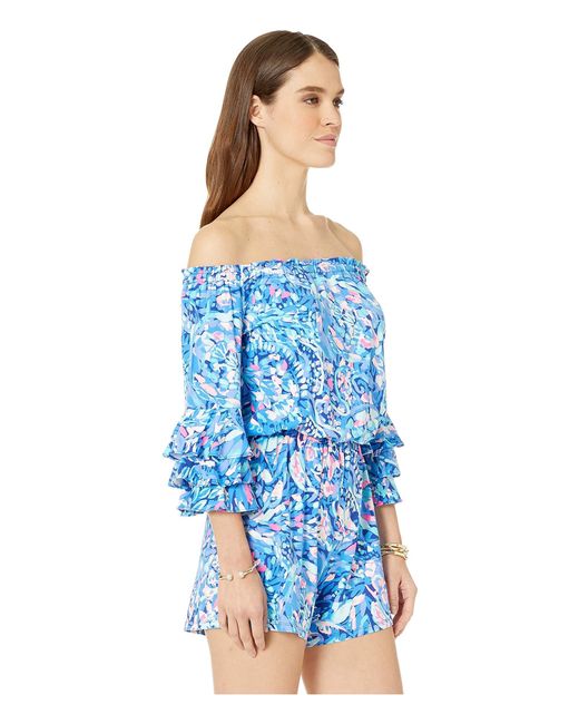Lyst - Lilly Pulitzer Calla Off-the-shoulder Romper (royal Purple Party ...