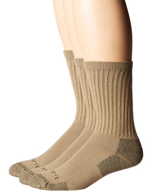 Carhartt Cotton Crew Work Socks 3-pack in Khaki (Natural) for Men - Lyst