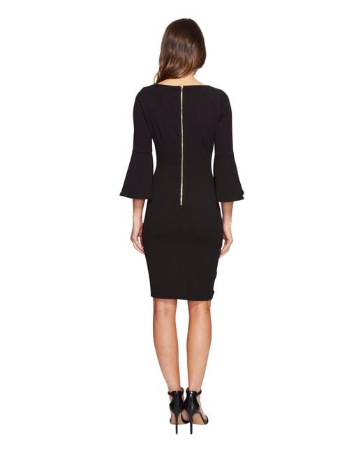 Calvin klein bell sleeve sheath dress black free evening