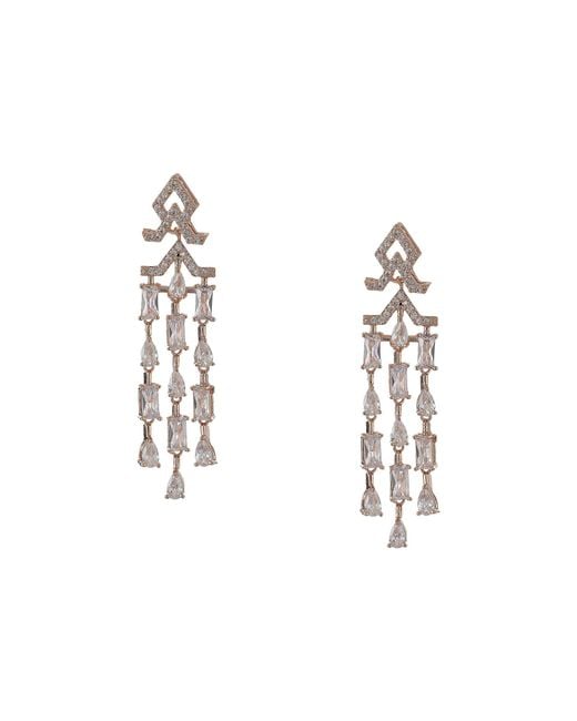 Lyst Nina Mini Cz Chandelier Earrings Rose Gold White Earring Nina Metallic Mini Cz Chandelier Earrings Rose Gold White Earring