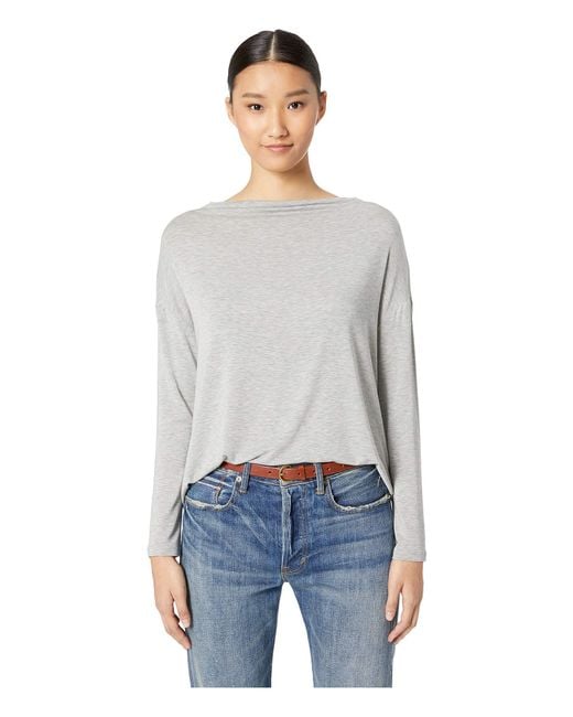 Lyst - Vince Long Sleeve Mock Neck (heather Grey) Women's ...