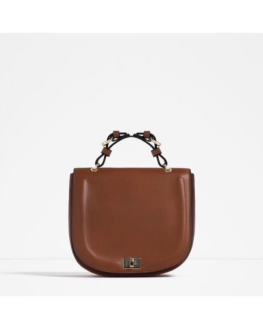 zara oval crossbody bag in brown lyst zara oval crossbody bag in brown lyst