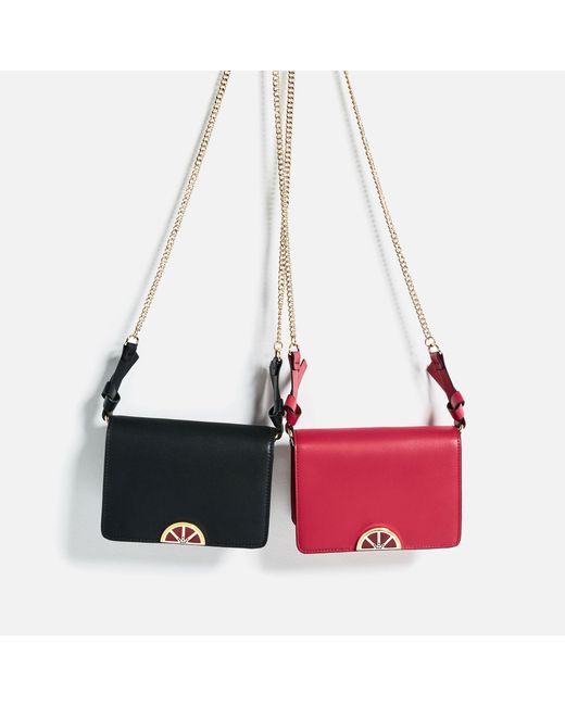 zara fruit detail crossbody bag in black lyst zara fruit detail crossbody bag in black lyst