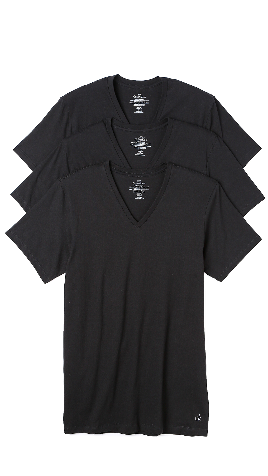 Calvin klein 3 Pack Cotton Classic V-neck T-shirts in Black for Men | Lyst