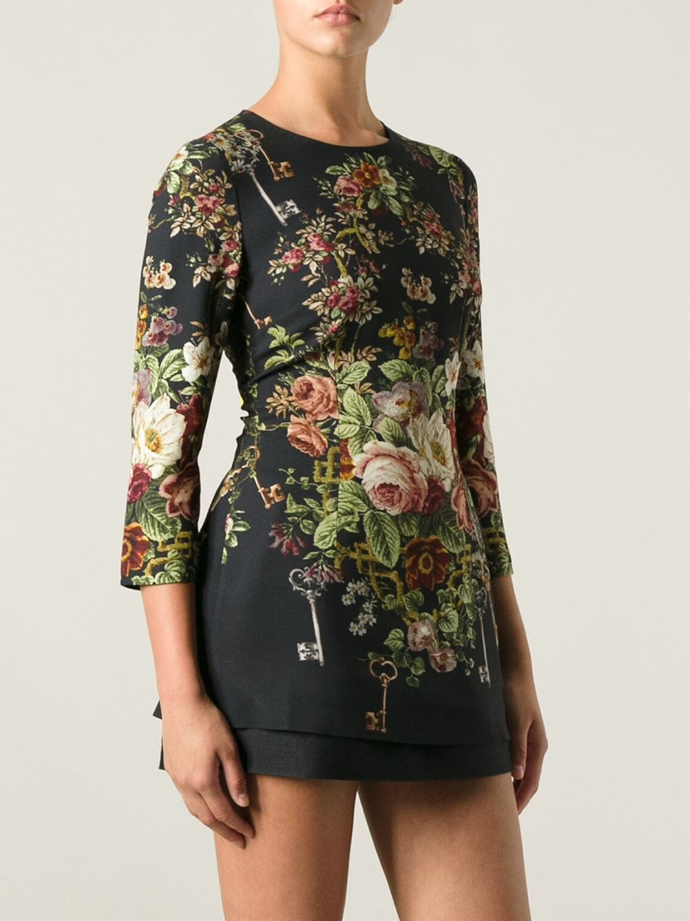 Dolce & Gabbana Floral Print Top in Black - Lyst