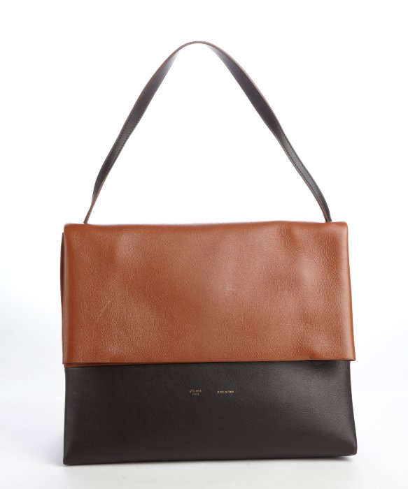 Cline Caramel and Black Colorblocked Leather Shoulder Bag with ...  