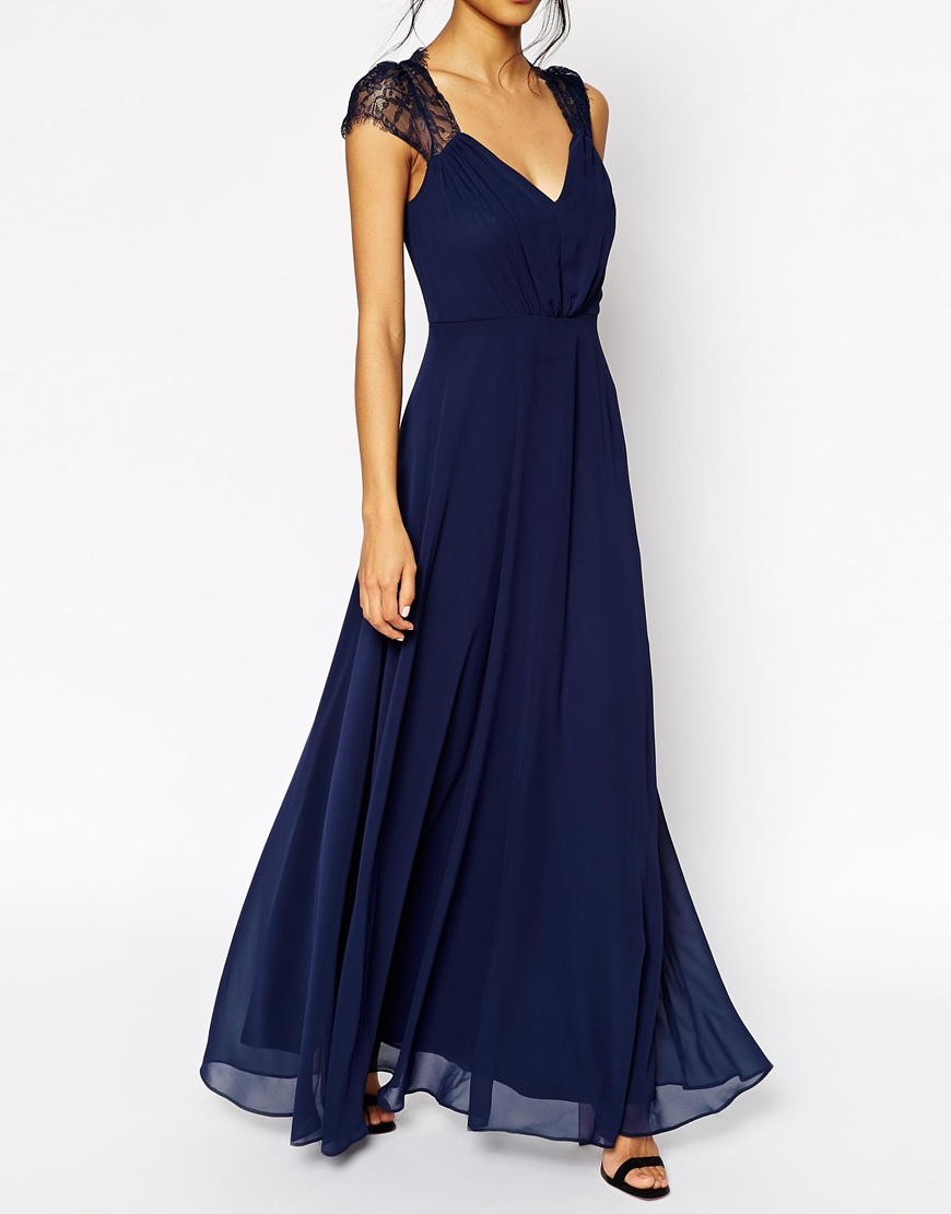 ASOS Tall Kate Lace Maxi Dress in Blue - Lyst