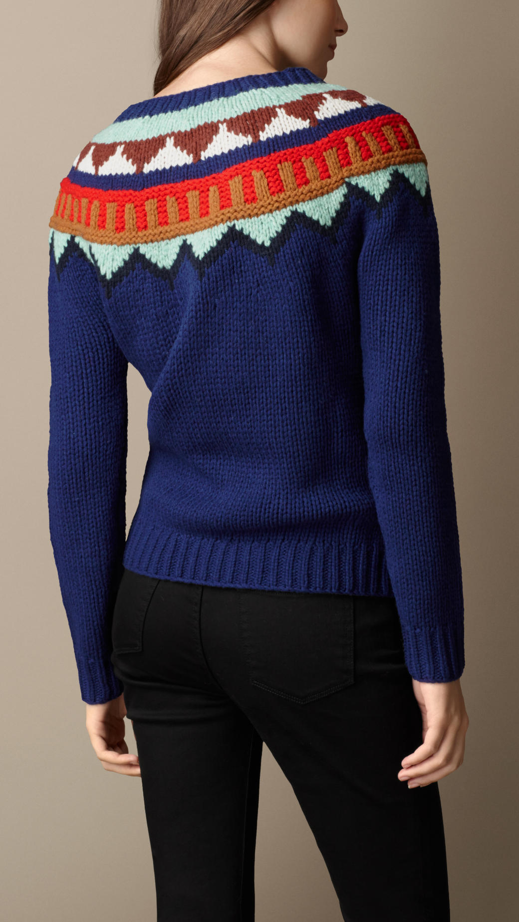 Lyst - Burberry Fair Isle Wool Sweater in Blue