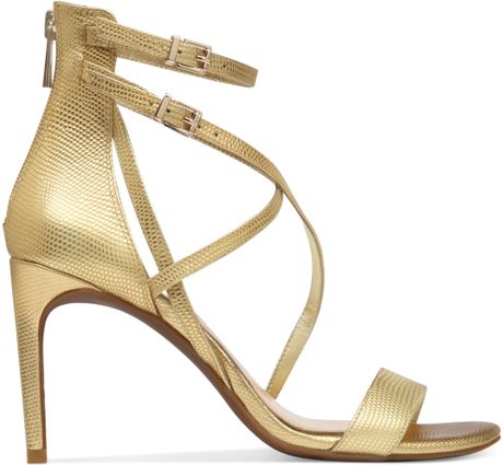 Jessica Simpson Myelle Strappy Sandals in Gold | Lyst