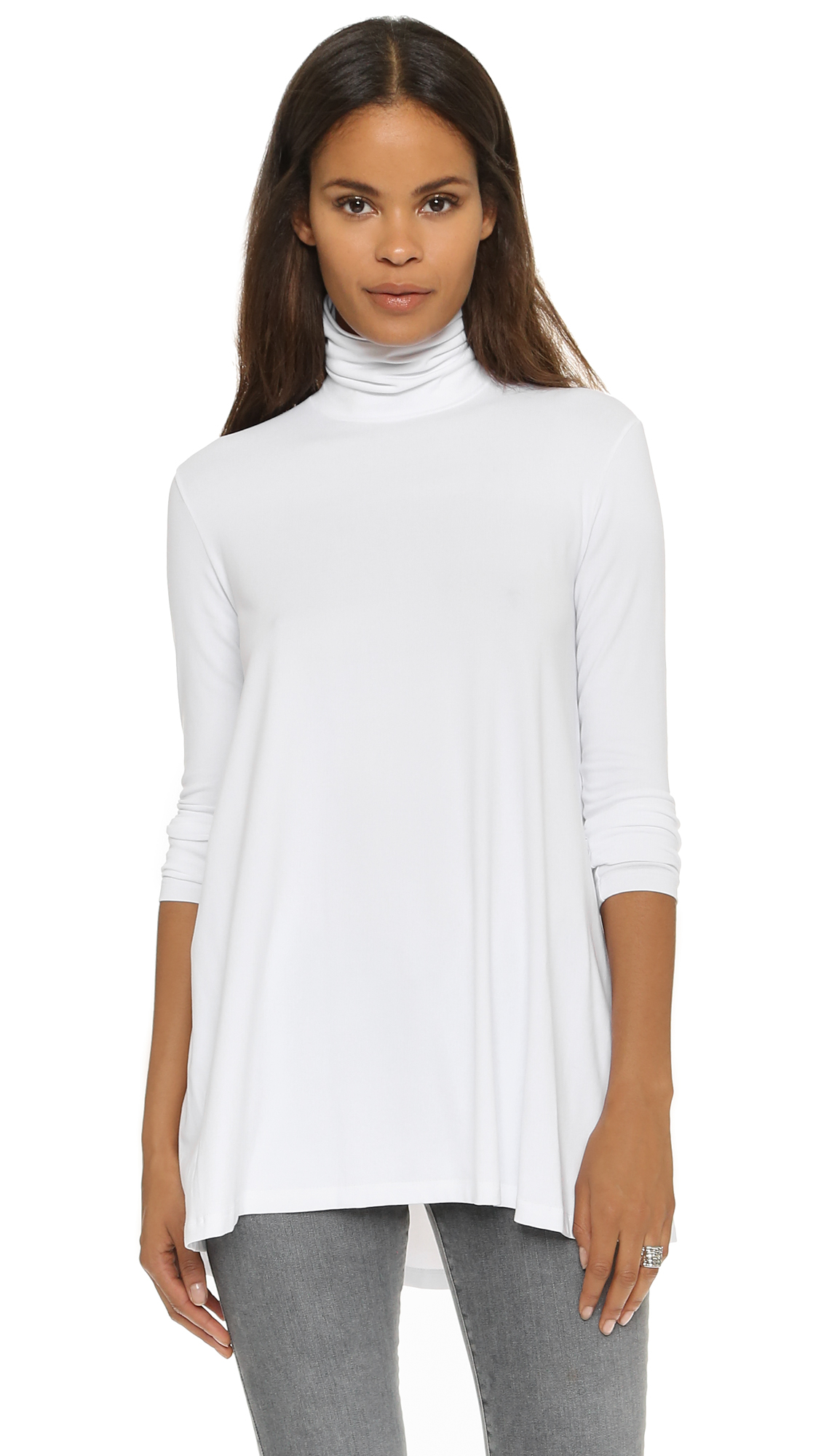 Susana Monaco Turtleneck Drape Tunic In White Lyst