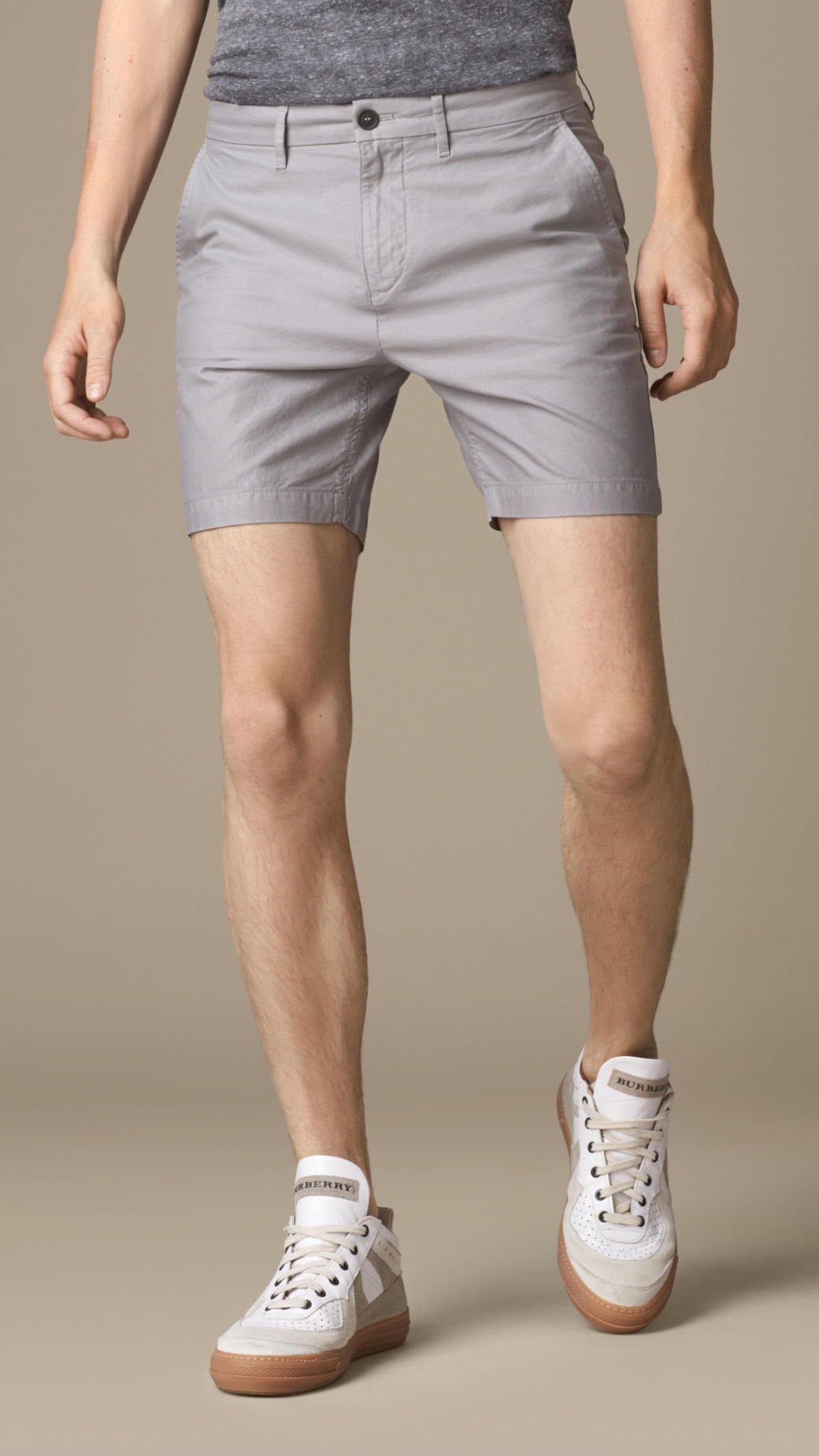 Lyst Burberry Cotton Ottoman Slim Shorts in Gray for Men