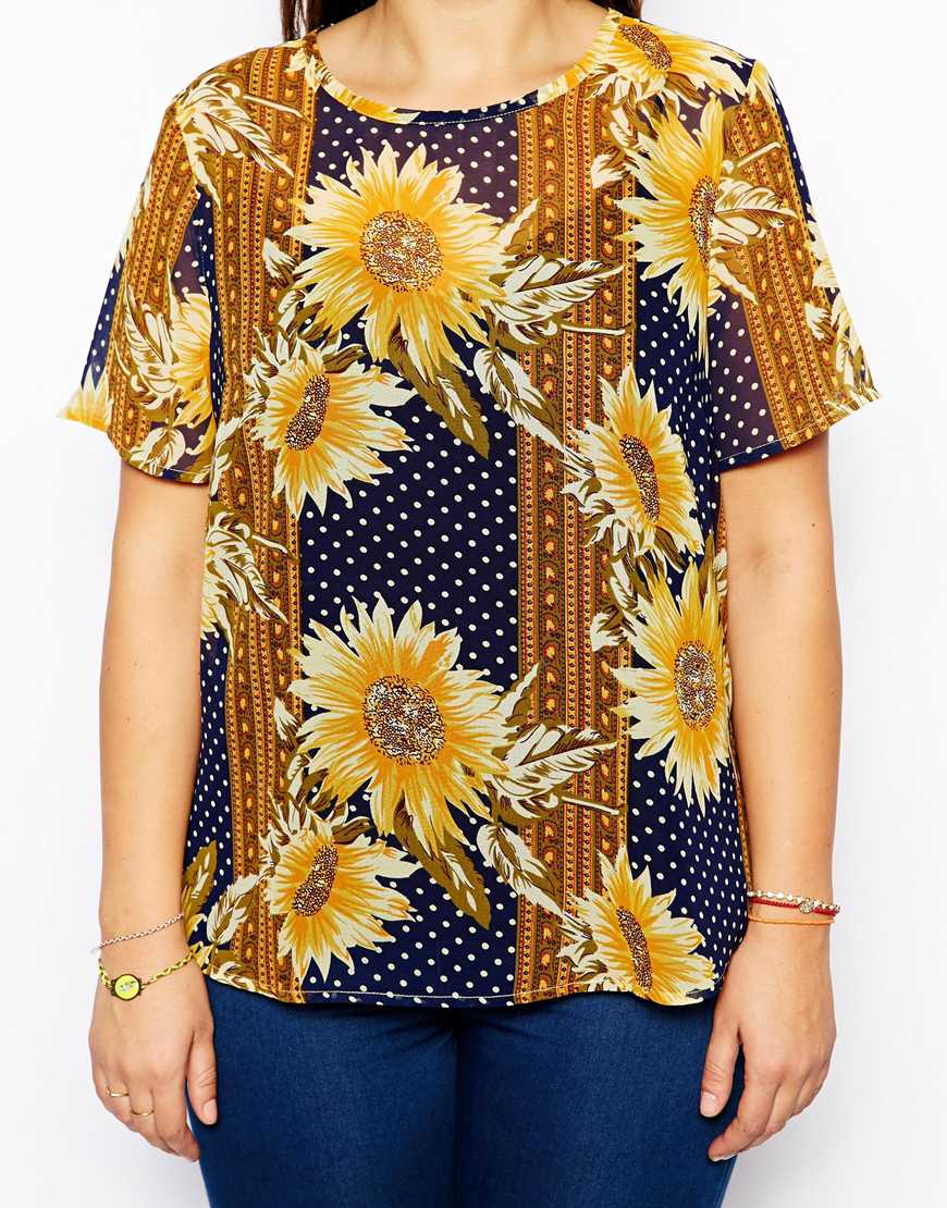 Lyst - Asos Exclusive Top with Sunflower Spot Print in Blue
