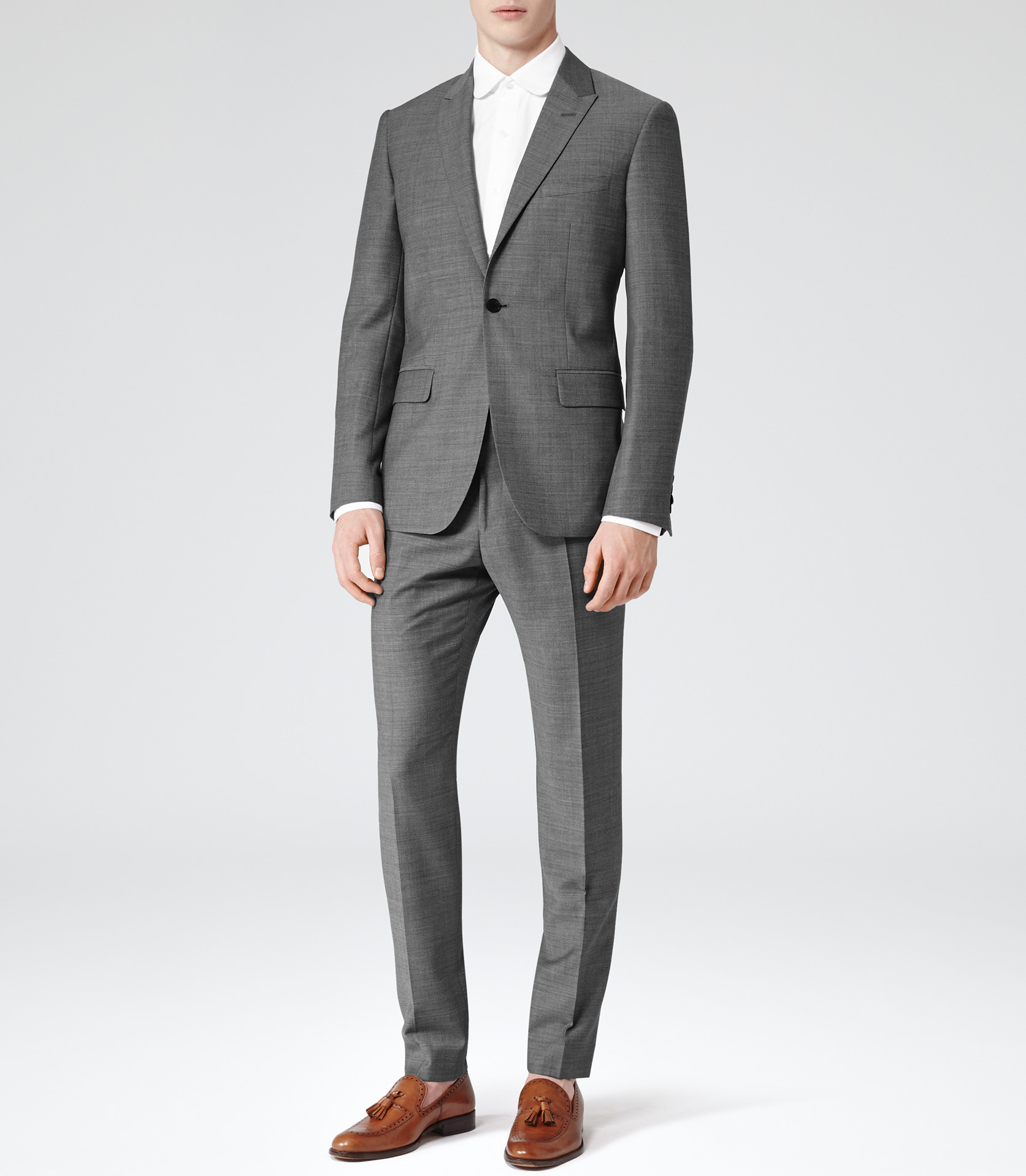 Lyst - Reiss Youngs One Button Peak Lapel Suit in Gray for Men