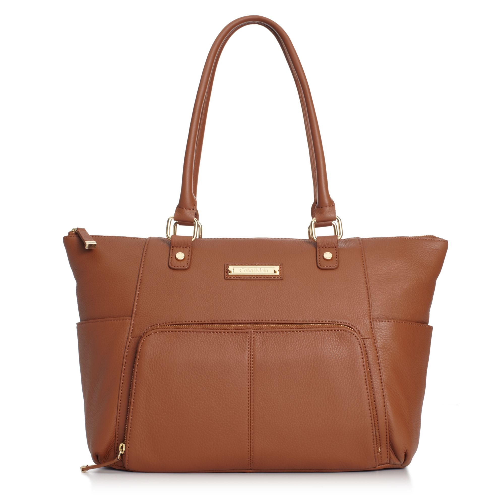 Calvin Klein Key Item Leather Tote in Brown (luggage) | Lyst