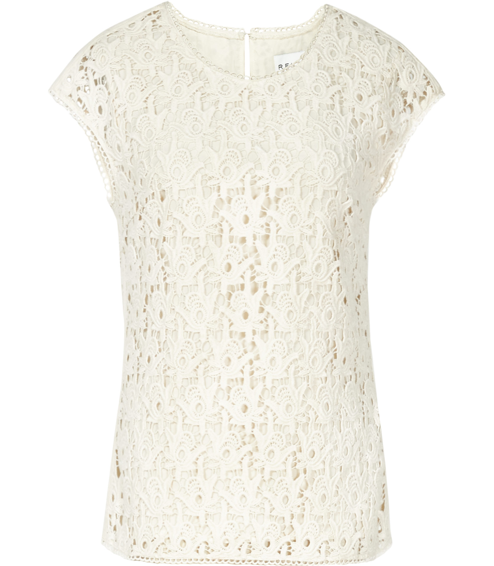 Lyst - Reiss Spears Lace Fitted Top in White