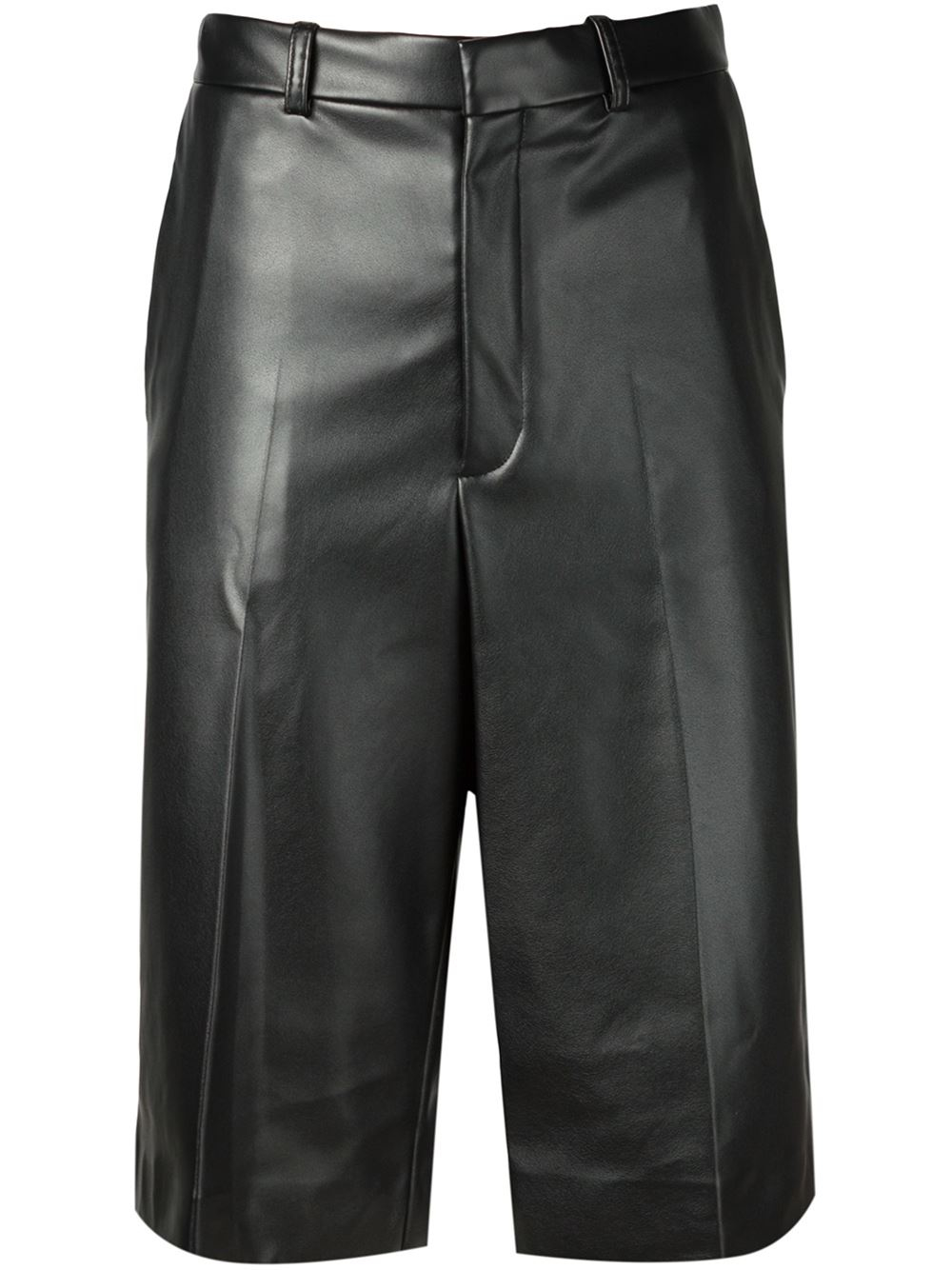 Viktor & Rolf Faux Leather Knee-length Shorts in Black | Lyst