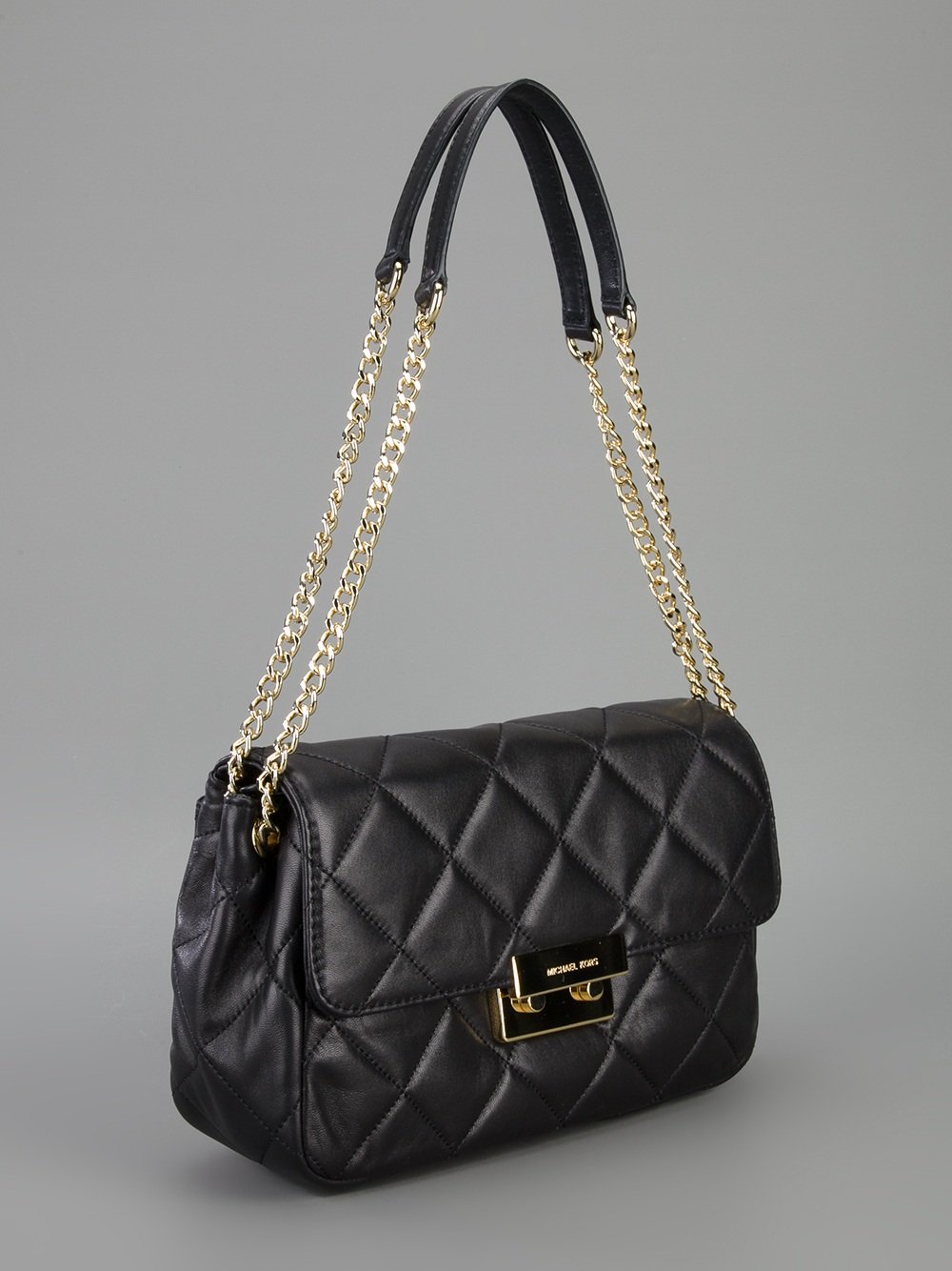 Lyst - Michael michael kors Quilted Chain Shoulder Bag in Black