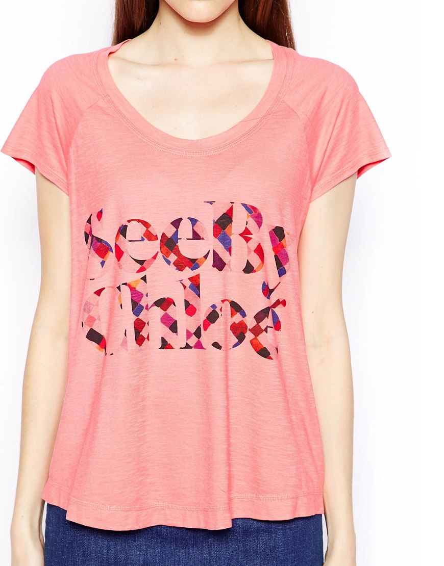 Lyst - See By Chloé Short Sleeve Logo T-Shirt in Pink