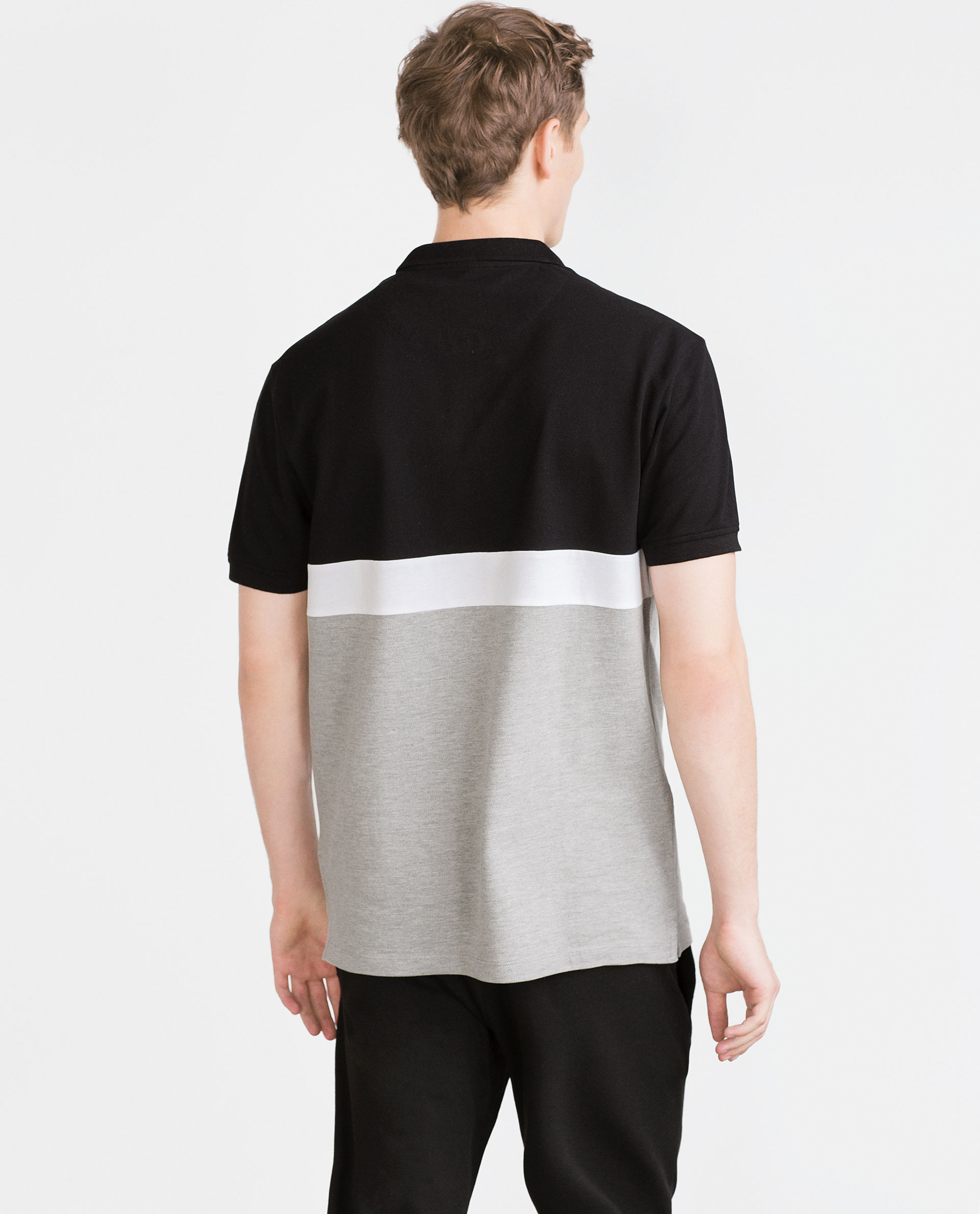 Zara Black Piqué Polo Shirt for Men Lyst