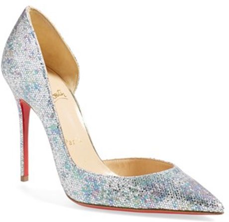 christian louboutin leather peep-toe pumps Gold and multicolor ...