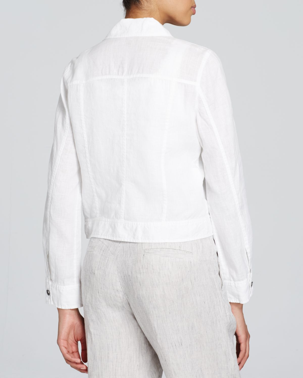 Eileen fisher Linen Jean Jacket in White | Lyst