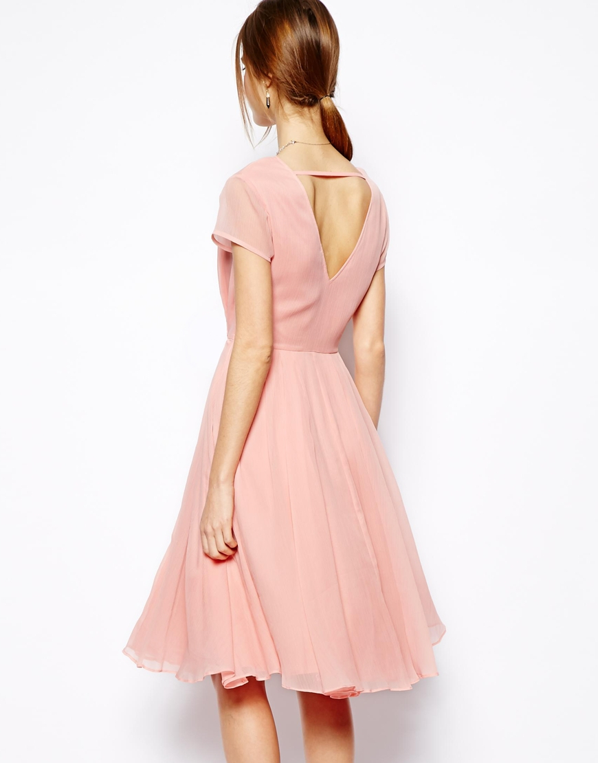 Lyst Asos Wrap Dress In Midi Length In Pink