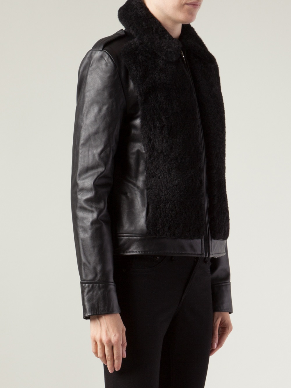 Lyst - T By Alexander Wang Grizzly Shearling Moto Jacket in Black