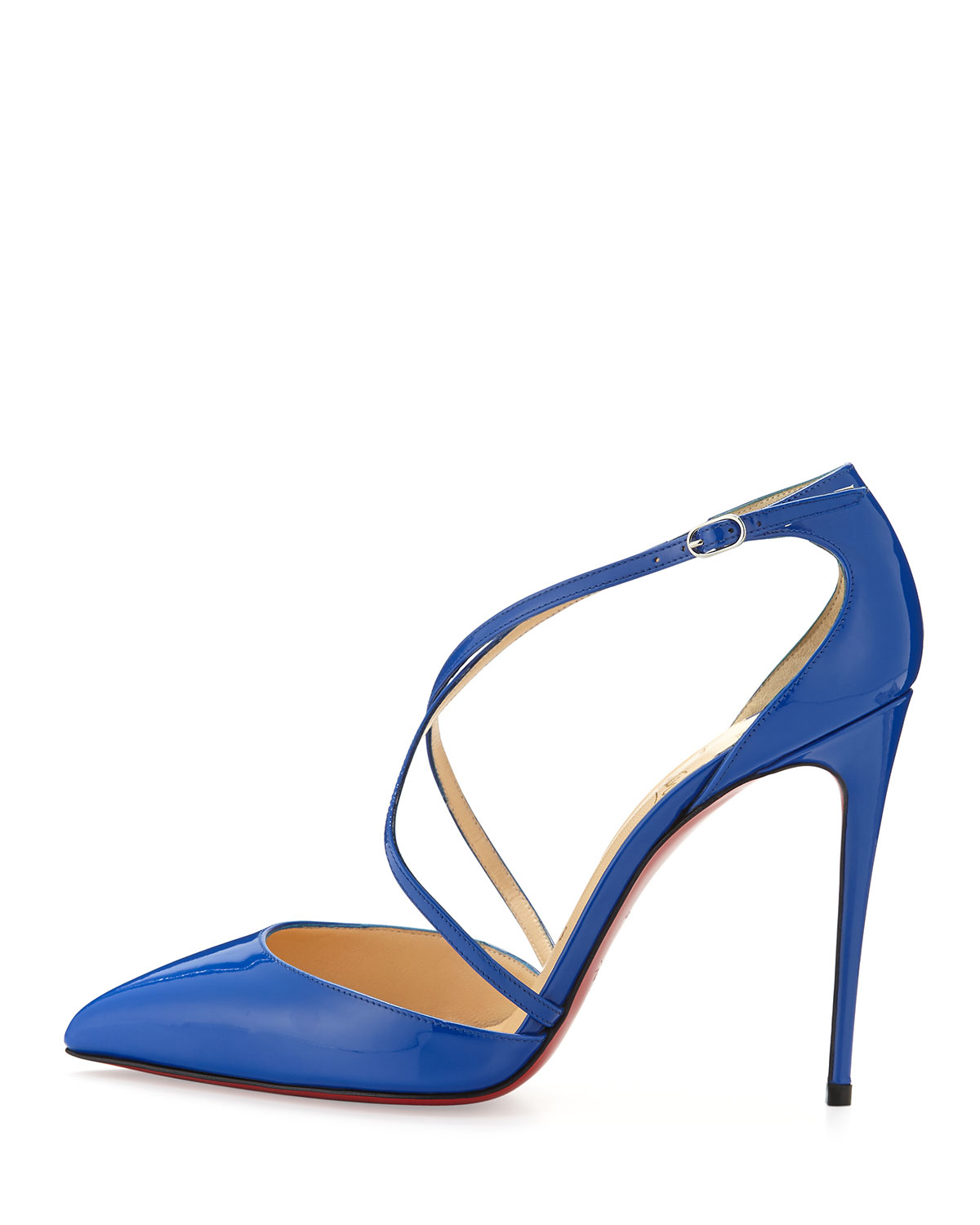 Christian louboutin Cross Blake 100mm Patent Red Sole Pump in Blue ...