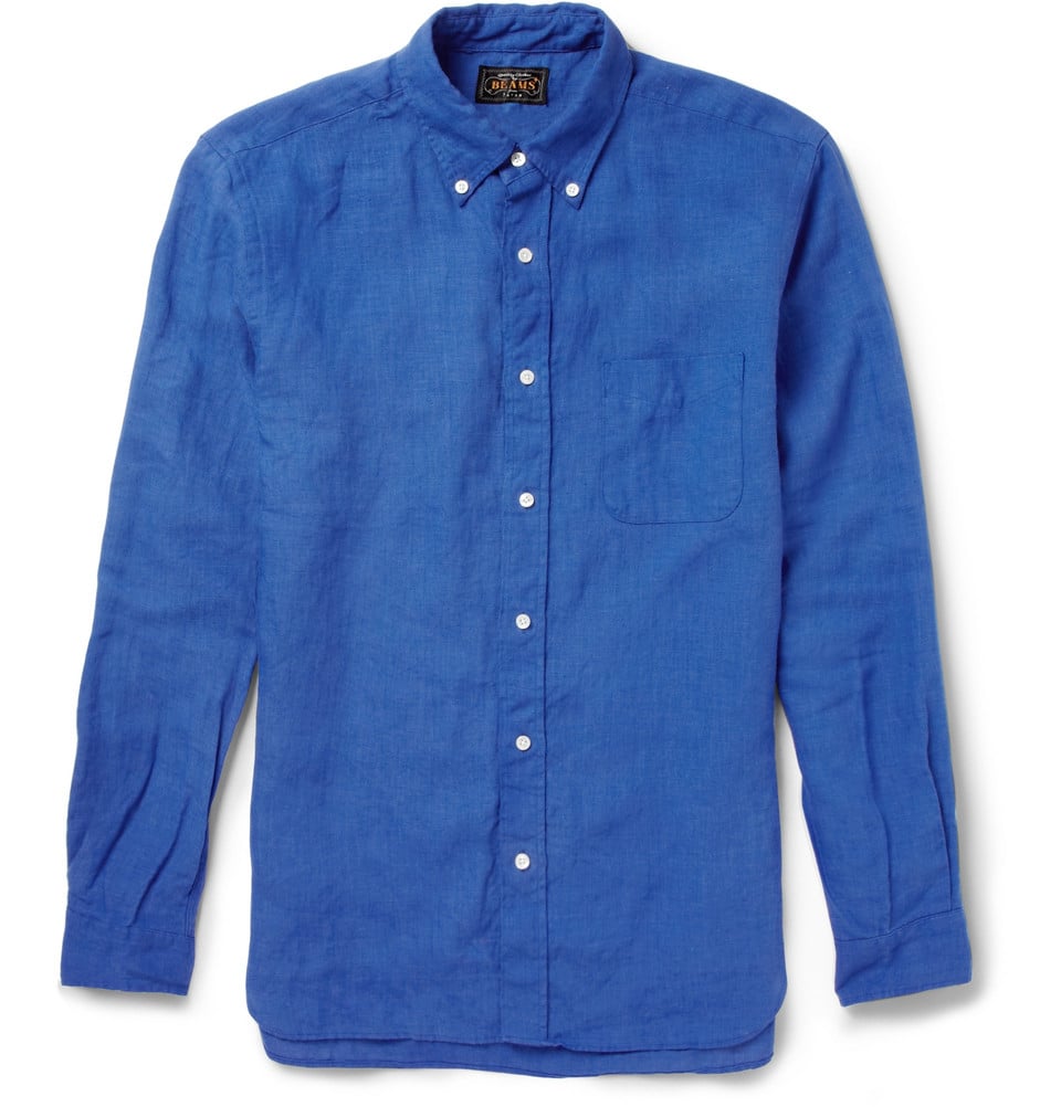 Lyst - Beams Plus Button-Down Collar Linen Shirt in Blue for Men