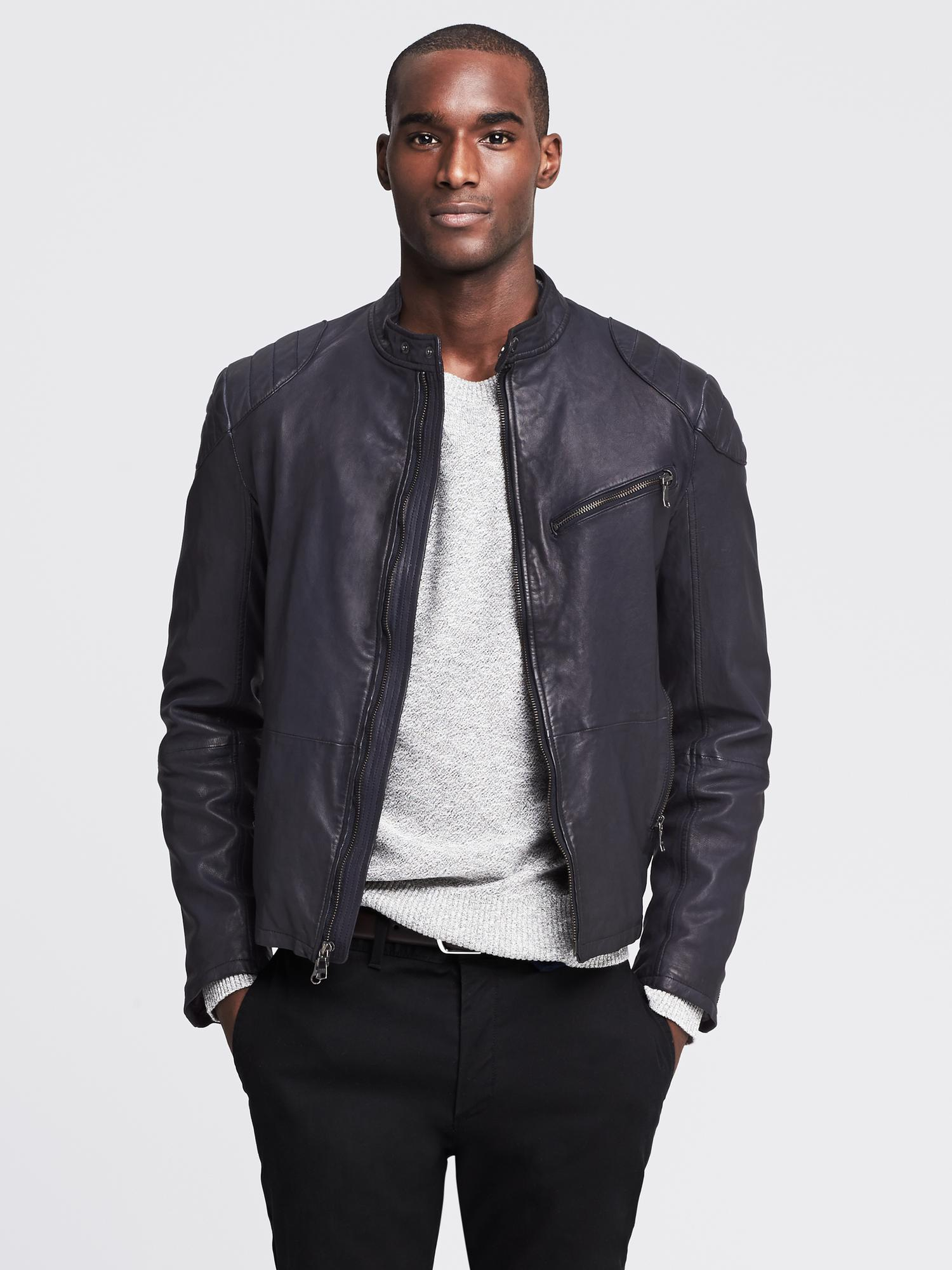 Leather Moto Jacket Banana Republic Best Ideas 2018 Black Leather Moto Jacket Lyst Banana Republic Heritage Cropped In Gray