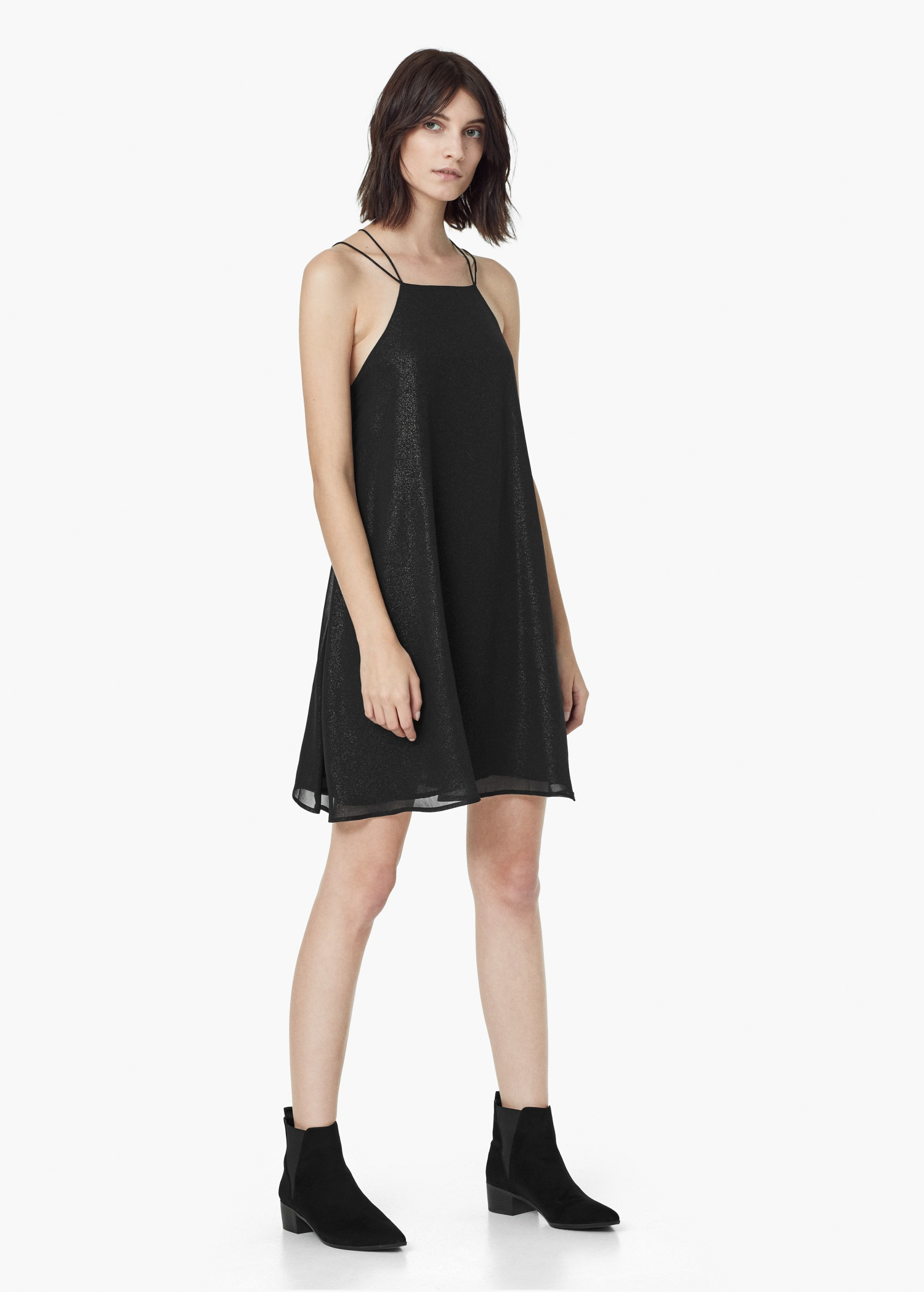 Lyst - Mango Glitter Flowy Dress in Black