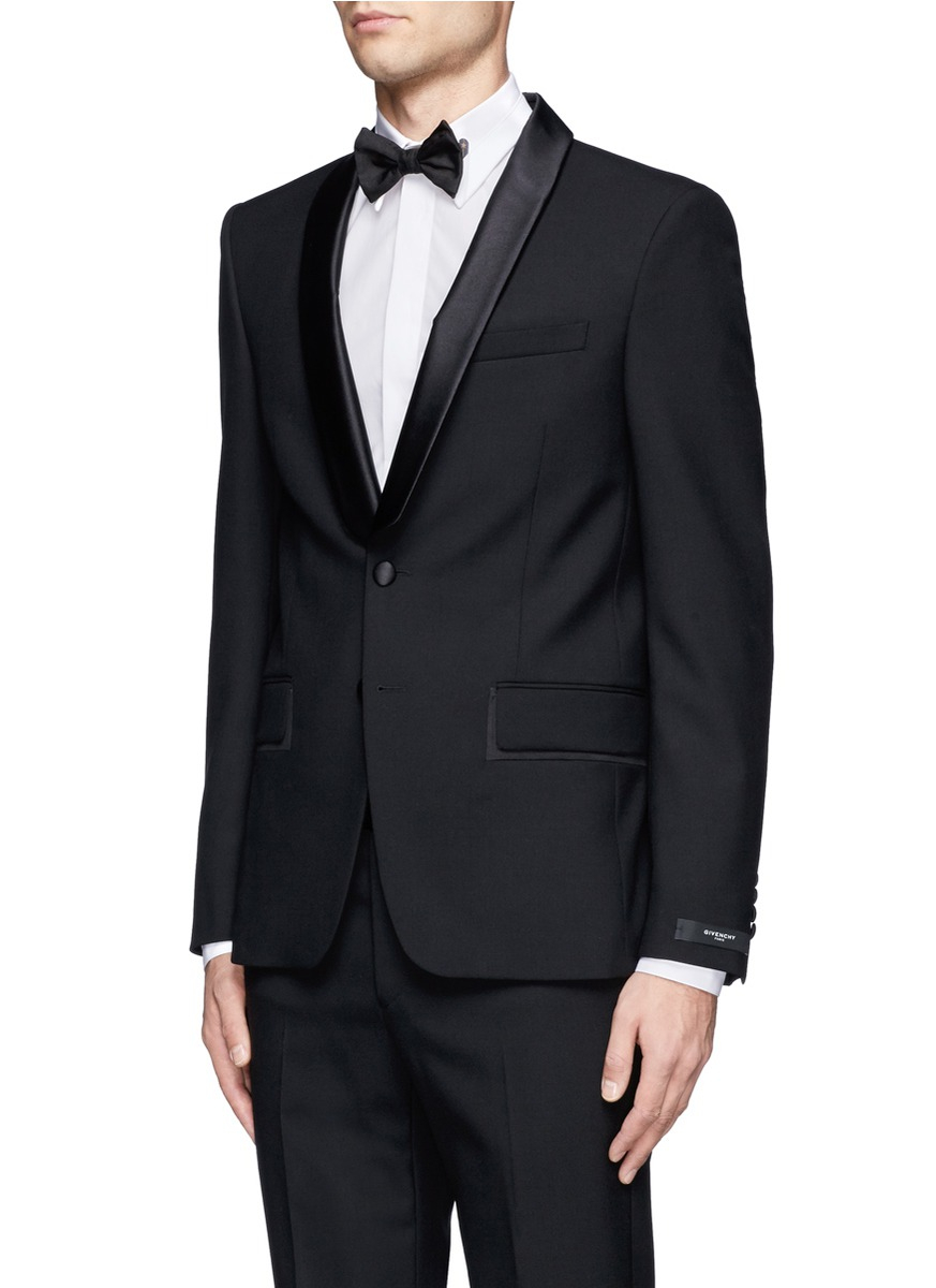 Lyst - Givenchy Satin Trim Shawl Collar Single-breasted Tuxedo in Black ...