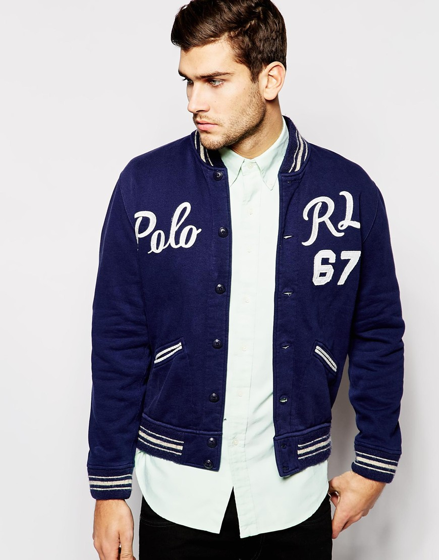 Polo ralph lauren Varsity Jacket In Sweatshirt in Blue for Men (Navy ...