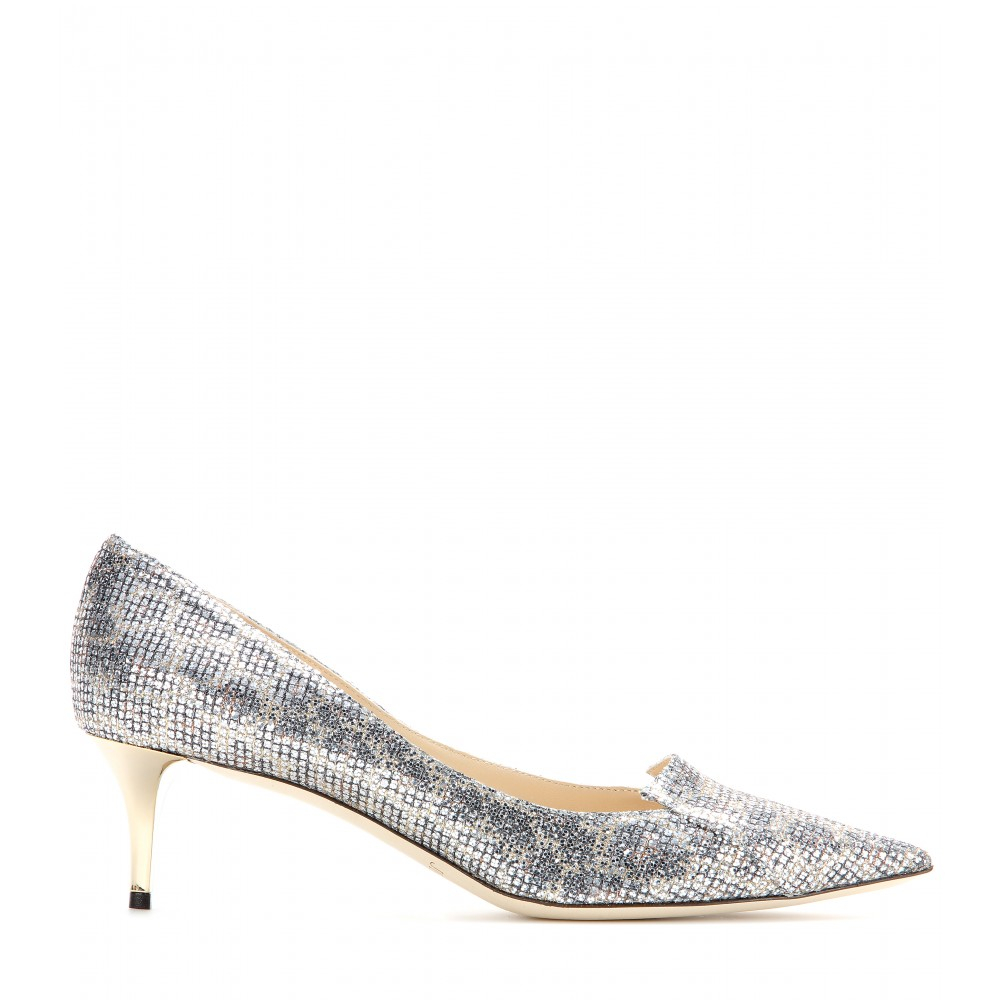 Jimmy choo Allure Glitter Kittenheel Pumps in Metallic Lyst