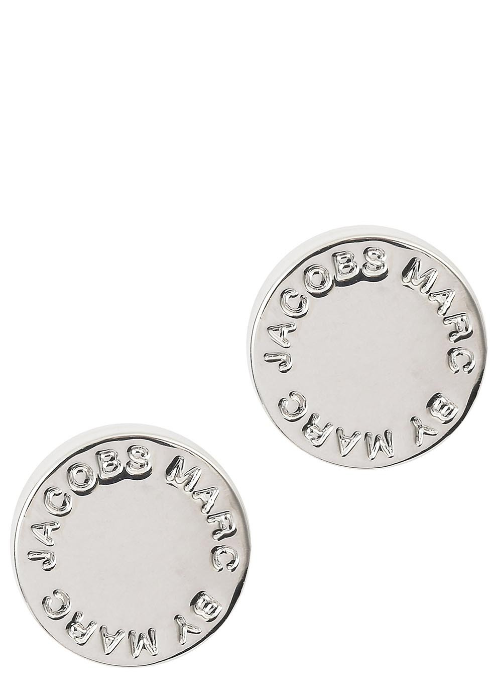 Marc By Jacobs Silver Tone Logo Disc Stud Earrings In Metallic Gallery