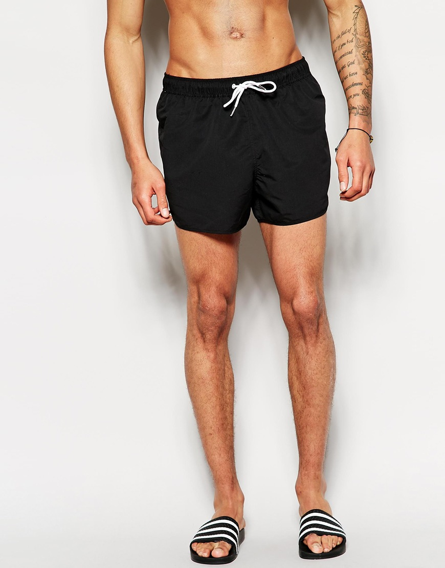 Asos Runner Swim Shorts In Short Length In Black For Men Lyst 