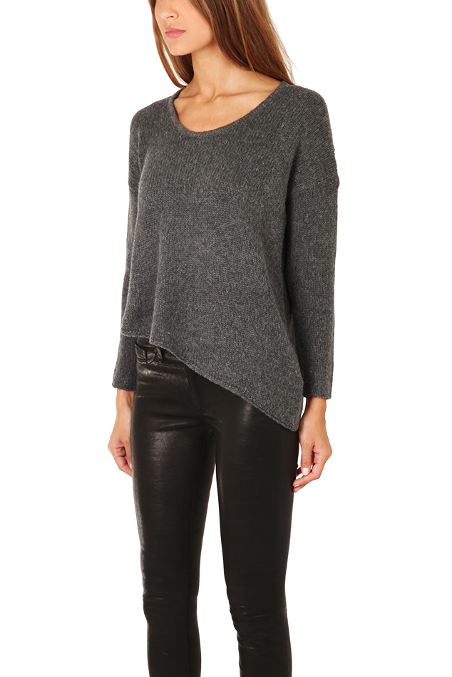 Lyst - Helmut Lang Asymmetrical Hem Pullover Sweater in Gray
