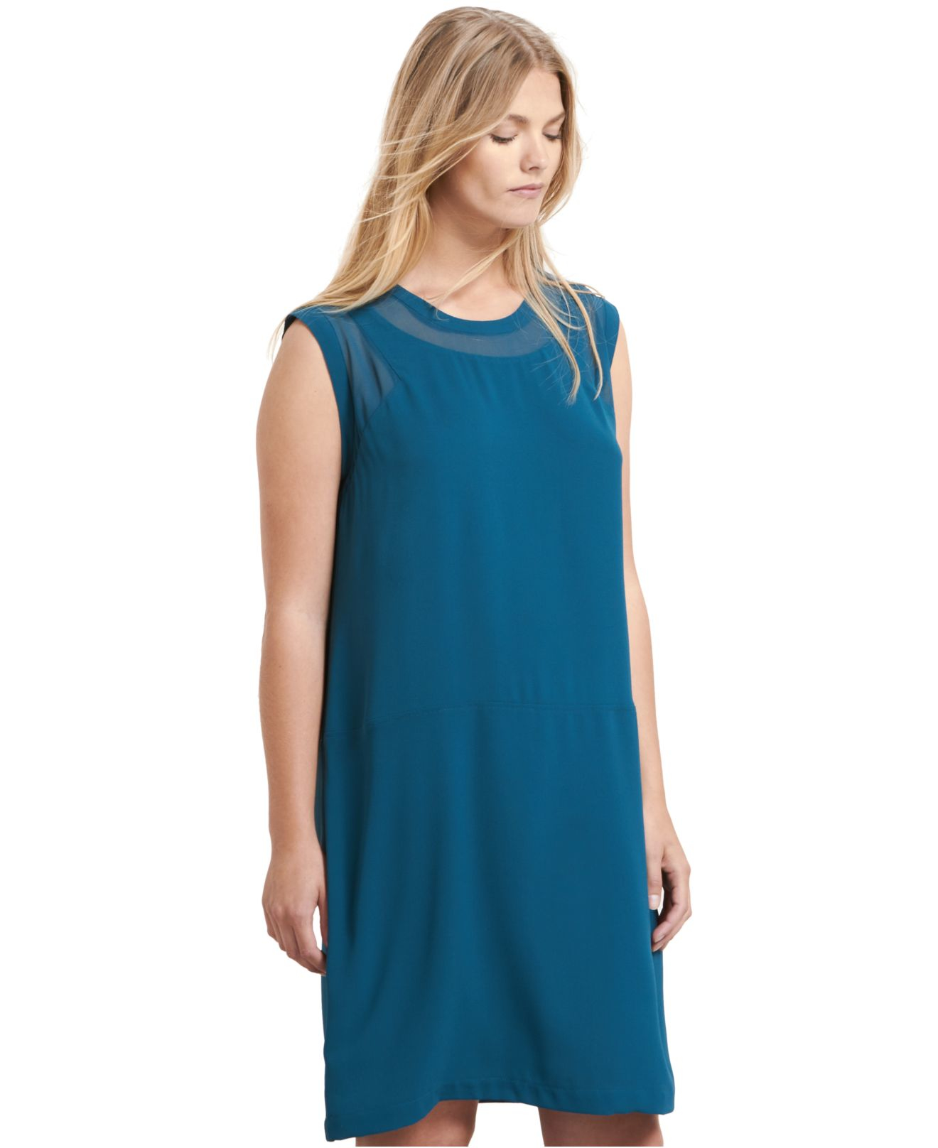 Violeta By Mango Plus Size Sleeveless Shift Dress in Teal (Emerald ...