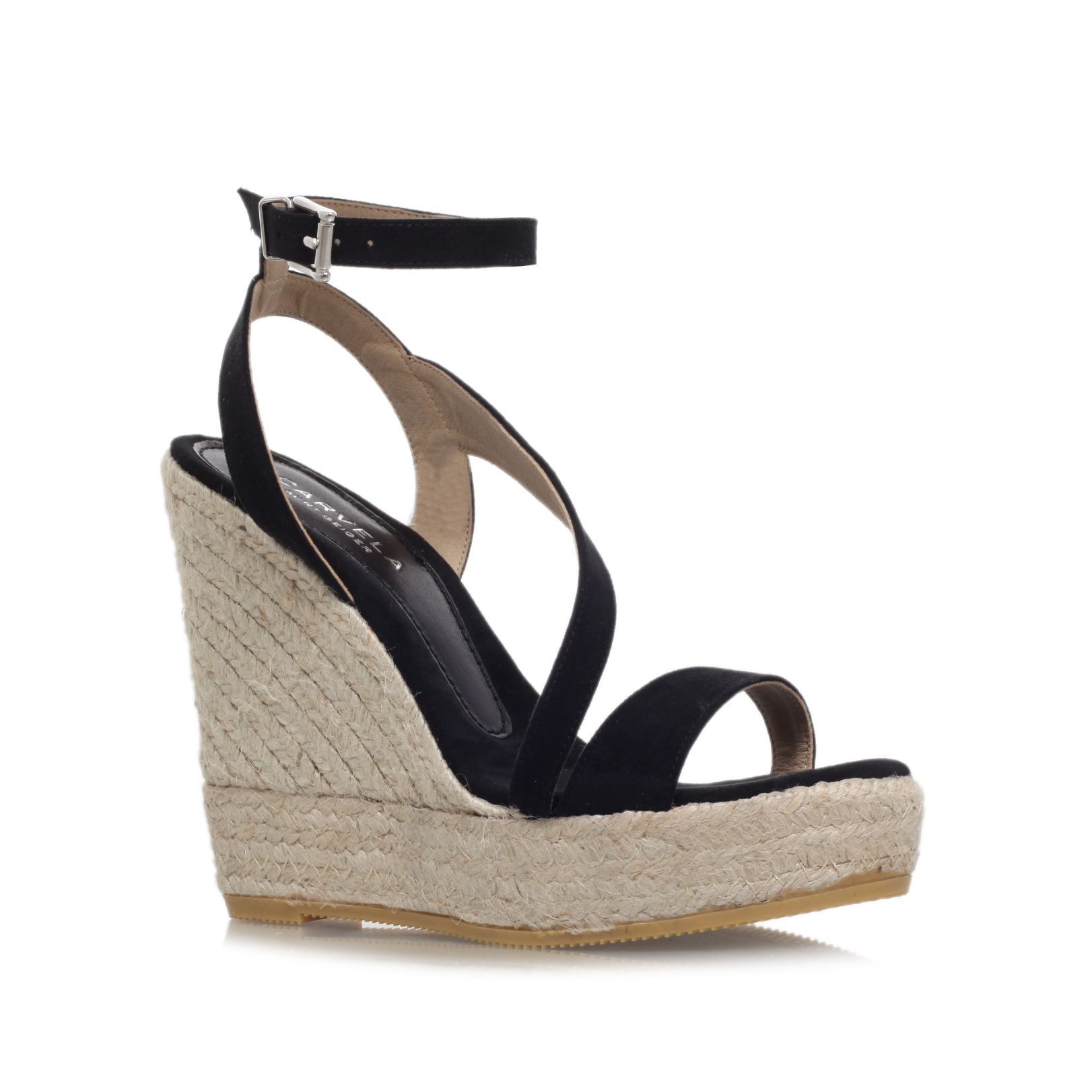 Carvela kurt geiger Klassy High Wedge Heel Strappy Sandals in Natural ...