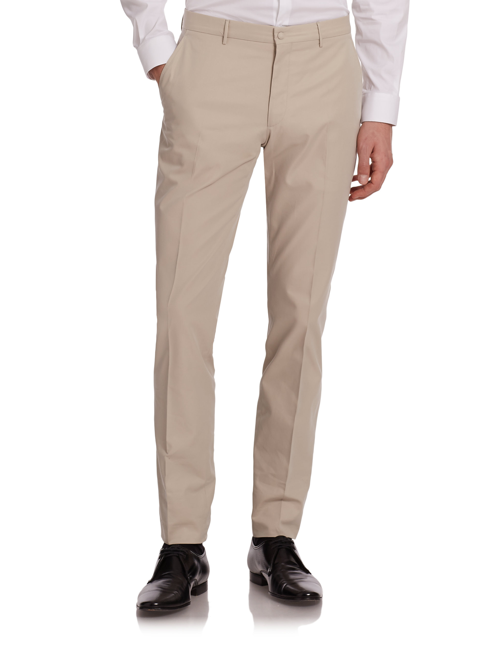 Burberry Stirling Cotton Dress Pants in Natural for Men | Lyst